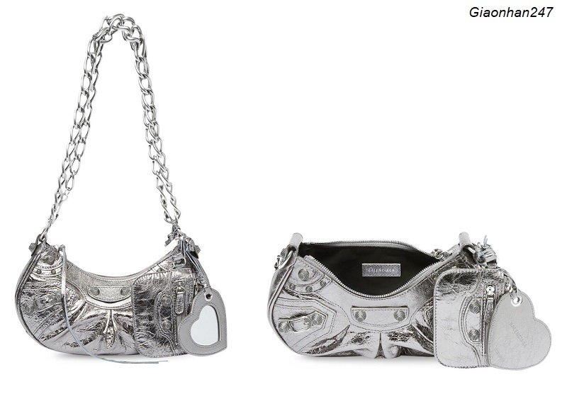 Balenciaga Le Cagole XS Shoulder Bag With Chain in Silver