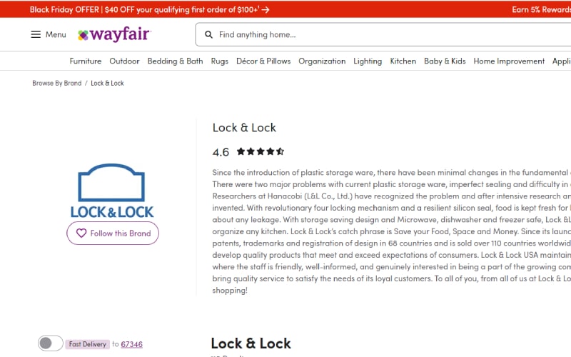 Wayfair sale Lock&Lock Black Friday