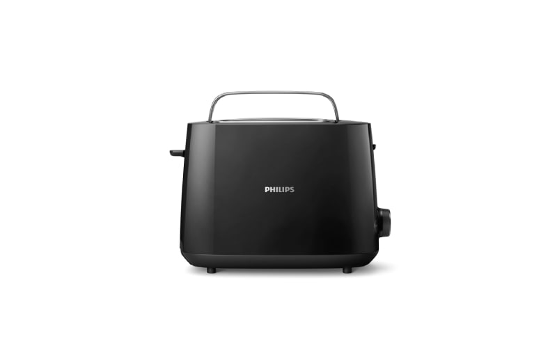 Philips Toaster - 2 Toast Slots, 8 Levels, Bun Attachment, Defrost Function, Lift Function, Automatic Shut-Off, Black (HD2581/90)
